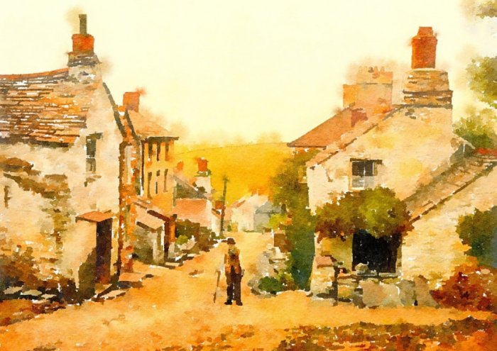 Village Watercolour Village Watercolour